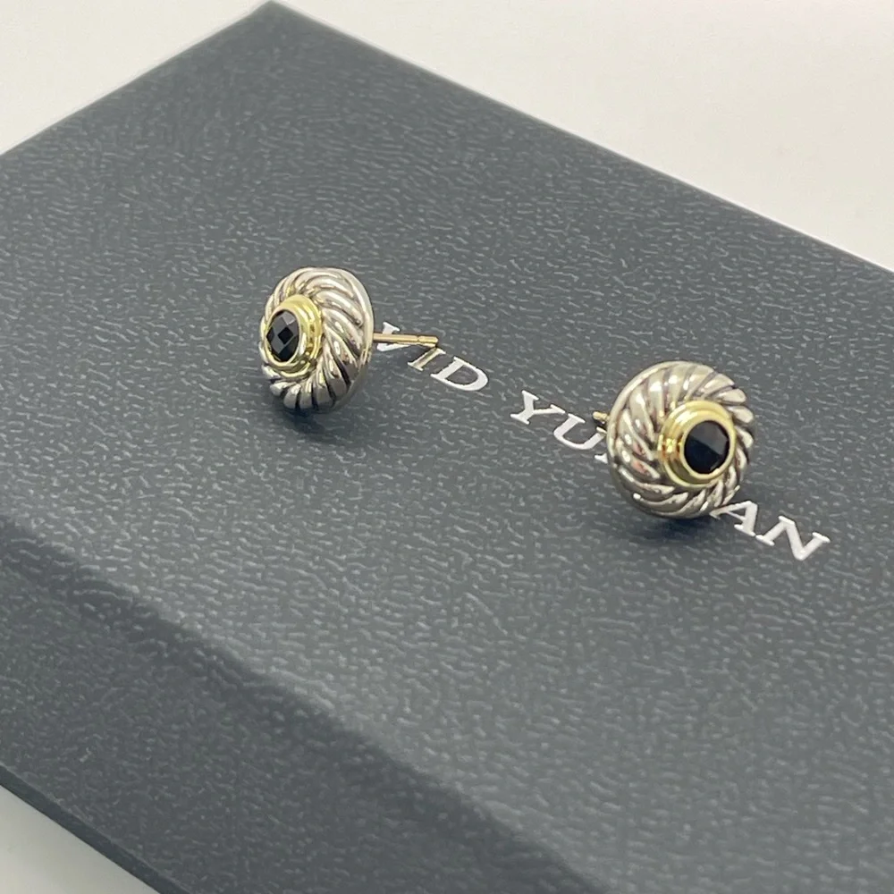 David Yurman Cookie Cutter Earrings with Black Onyx & 14k Gold - Picture 4 of 14